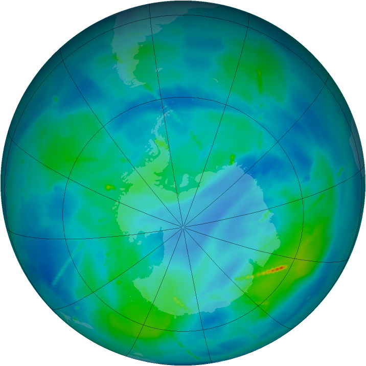 Antarctic ozone map for 17 March 2011
